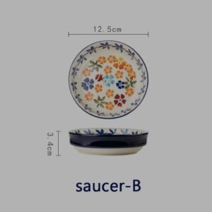 Plato individual circular pequeño, ceramica floreada