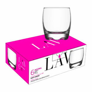 Set 6 vasos de vidrio, caja rosa LAV LAL361