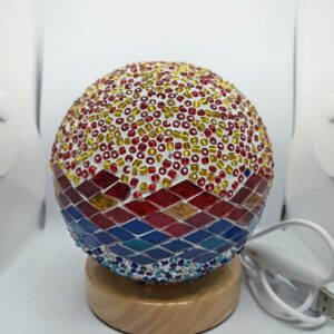Lampara de mesa esférica bicolor rojo arriba y azul abajo  (Eastern Mediterranean Orange)