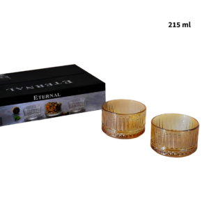 Set 6 mini bowl circular de vidrio transparente,215ml Eternal (KX QYW969) TRANSPARENTE y DORADO