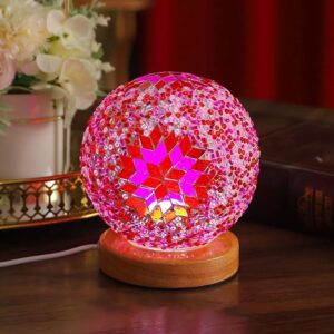Lampara de mesa esférica, estrella rosa Mostacilla rosa (Bohemian Model B Powder)