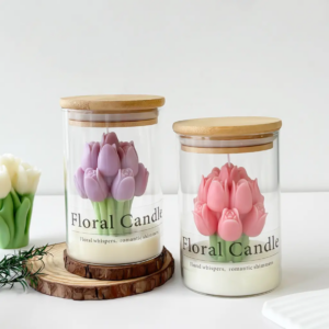 Frasco de vela aromatica diseño de flor GRANDE