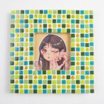 kit para hacer marco de foto CUADRADO mosaicos cuadrados de arcilla azules y verdes