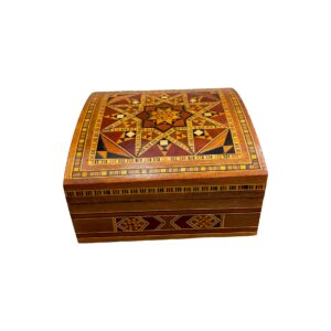 Joyero individual cuadrado pequeño con estrella de madera