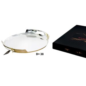 Bandeja circular metalica plateada (KX T1339S)