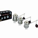 Set 3 cafeteras turcas metal acero con silicon blanco 6 oz, 12 oz, 18 oz(KX )