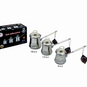 Set 3 cafeteras turcas metal acero con silicon blanco 6 oz, 12 oz, 18 oz(KX )