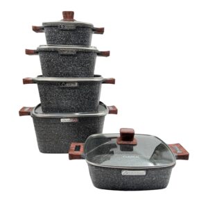 Set 5 ollas cuadradas Negro con Marrón Lexical Imperial Forge Serie, (DCC54710-5)