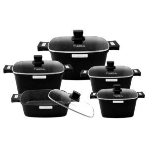 Set 5 ollas cuadradas Negro con gris Lexical Implerial Flex Series (DCC 59710-2)