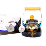 Tetera individual metal negro 1.2 L, diseño arbol,(KX TR)