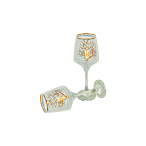 Set 3 copas de vidrio, diseño arbol dorado LAV (LAL558)