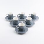 JIWAR - Set 12 piezas para Espresso, Azul y plateado