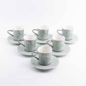 Jiwar - Set 12 piezas café turco, Verde menta y plateado JIWAR