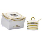 Azucarera porcelana, diseño rayado horizontal(KX 3241N3-2S)