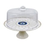 Bandeja alta porcelana, incluye tapa, diseño ojo turco(KX 2682-W-3S)