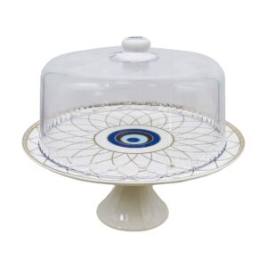 Bandeja alta porcelana, incluye tapa, diseño ojo turco(KX 2682-W-3S)