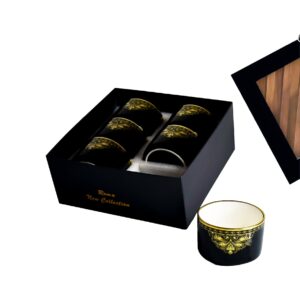 Set 6 mini bowl circular de porcelana negra,diseño Artnouveau(KX 3246N-BA-6S)
