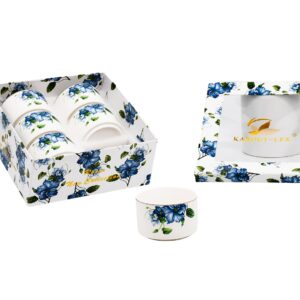 Set 6 mini bowl circular de porcelana,diseño flor azul (KX 3246-BU-6S)