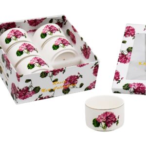Set 6 mini bowl circular de porcelana,diseño flor rosa (KX 3246-HO-6S)