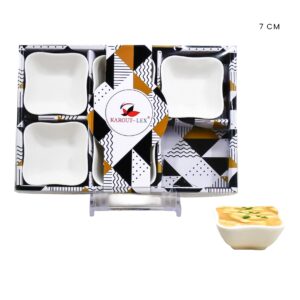 Set 6 mini bowl cuadrado de porcelana,sin textura (KX ZD13518)