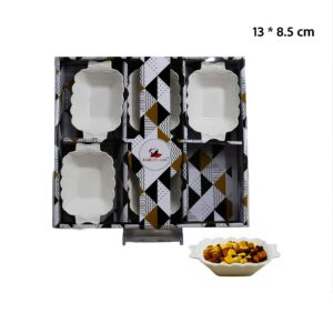 Set 6 mini bowl ovalado de porcelana,textura de flores (KX ZD8342-1)