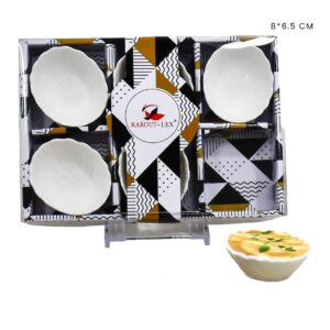 Set 6 mini bowl de porcelana, ovalo pequeño textura flor interna (KX ZD13514)
