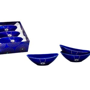 Set 6 mini bowl ovalado, porcelana azul,diseño ojo turco (KX 2724-1343BU-6S)