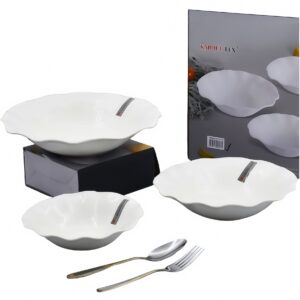 Set 3 bowls de porcelana, diseño ondulado,3 tamaños, caja gris (KX PD5450-8´´+10´´+12´´)