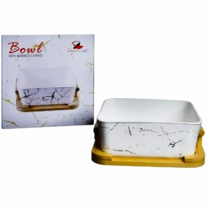 Bowl individual, base bambu , diseño grietas (KX 2832-W-2S)