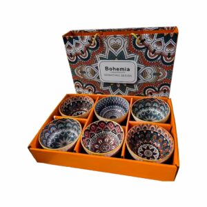 Set 6 mini bowl circular de porcelana,diseño mandala de colores