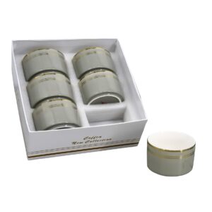 Set 6 mini bowl de porcelana gris,diseño lineas horizontales(KX 3246X-GA-6S)