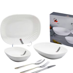 Set 3 platos rectangular y rayado, 3 tamaños,caja gris (KX 4281-8´´+10´´+12´´)