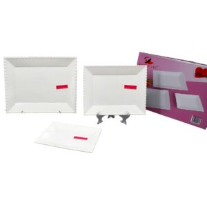 Set 3 platos porcelana, 3 tamaños,orilla ondulada, caja rosa (KX 2820-8´´+10´´+12´´)