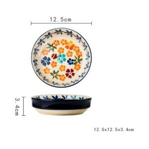 Plato individual circular pequeño, cerámica floreada