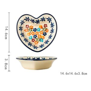 Plato individual corazón pequeño, cerámica floreada