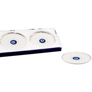Set 6 platos circular porcelana, diseño ojo turco (KX 2682-W-6S)