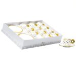 Set 12 tazas, 12 platos de porcelana,diseño de puntos (KX 2961N2-S-W-24S)