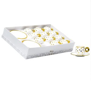 Set 12 tazas, 12 platos de porcelana,diseño de puntos (KX 2961N2-S-W-24S)