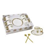 Set 6 tazas y 6 platos porcelana, diseño arbol(KX 2739T-12S)
