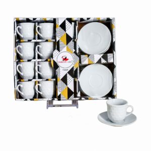 Set 12 tazas, 12 platos de porcelana, textura estrellado(KX 4311B)