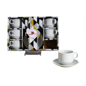 Set pequeño 6 tazas , 6 platos de porcelana, sin textura(KX HT3353)