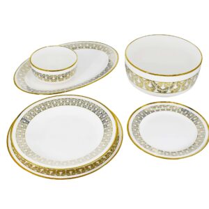 Set 26 platos porcelana, 6 formas, diseño diamante(KX 10052KQ-W-26S)