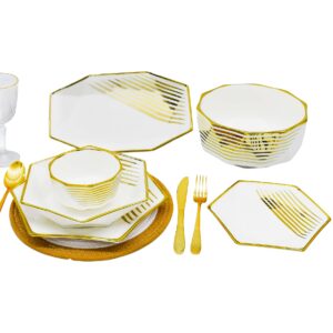 Set 26 platos de porcelana, 6 formas,figura hexagonal con rayas a un lado(KX 3309-HX-26S)