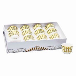 Set 12 tazas para espresso porcelana, diseño cuadricula(K-LEX 2638N-1 )