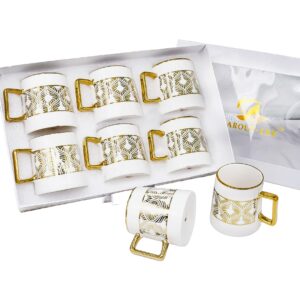 Set 6 tazas de porcelana,diseño diamante (KX 3182KQ-W-6S)