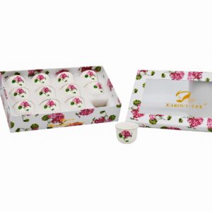 Set 12 tazas para espresso de porcelana, diseño flor rosa(KX 2638-CAWA-H-12S)