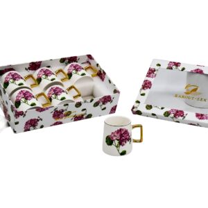 Set 6 tazas de porcelana, diseño flor rosa(KX 3182-HO-6S)