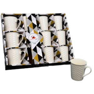 Set 12 tazas porcelana, textura triple
