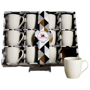 Set 12 tazas porcelana, textura panal