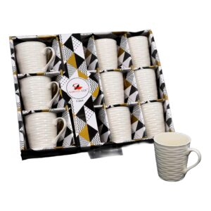 Set 12 tazas porcelana textura de ondas